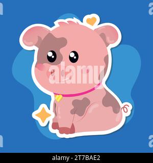 Isolierte süße Schweinekrickfigur Vektor Stock Vektor