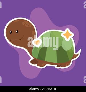 Isolierte niedliche Schildkröte Zeichentrickfigur Vektor Stock Vektor