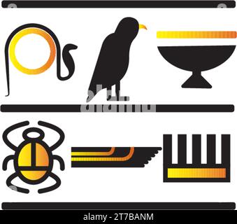 Gruppe von ägyptischen Hieroglyphen Icons Vektor Stock Vektor