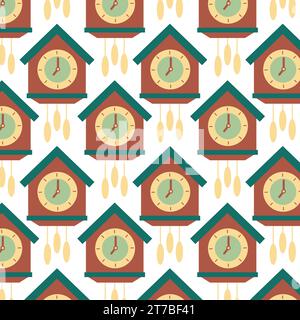 Retro Vogel Uhr Muster Hintergrund Vektor Stock Vektor