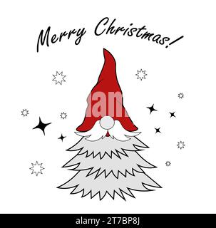 Skandinavischer Zwerg auf weißem Hintergrund. Frohe Weihnachten Stock Vektor