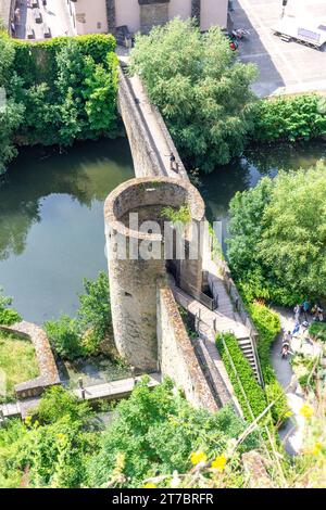 Brücke Pont du Stierchen, Río Alzette, Grund Quartier, Stadt Luxemburg, Luxemburg Stockfoto