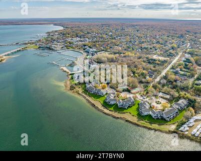 Aus der Vogelperspektive des sag Harbour, ny Stockfoto