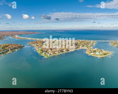 Blick aus der Vogelperspektive auf Bay Point und Long Beach Stockfoto