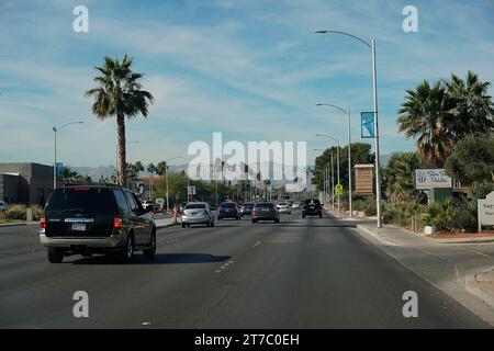 Las Vegas, Vereinigte Staaten. November 2023. 14. November 2023, Las Vegas Street Circuit, Las Vegas, FORMEL 1 HEINEKEN SILVER LAS VEGAS GRAND PRIX 2023, abgebildete Straße in Las Vegas Credit: dpa/Alamy Live News Stockfoto