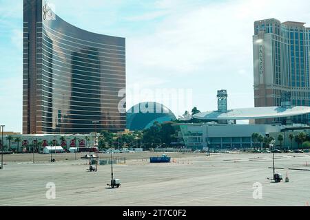 14. November 2023, Las Vegas Street Circuit, Las Vegas, FORMEL 1 HEINEKEN SILVER LAS VEGAS GRAND PRIX 2023, auf dem Bild das Wynn Hotel mit der Sphere. Stockfoto