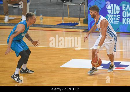 Thomas Walkup (griechische Basketball-Nationalmannschaft) gegen Slowenien Stockfoto