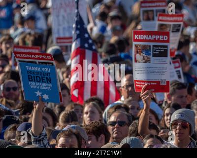 14. November 2023, Washington, District of Columbia, USA: Knapp 300.000 Besucher der Amerikanermarsch für Israel-Rallye in der National Mall. Redner und Schilder auf der Kundgebung forderten die Freilassung der Geiseln und ein Ende des Antisemitismus. (Credit Image: © Sue Dorfman/ZUMA Press Wire) NUR REDAKTIONELLE VERWENDUNG! Nicht für kommerzielle ZWECKE! Stockfoto