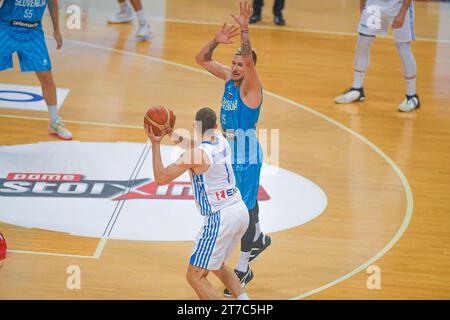 Gregor Hrovat (Slowenien), Blocking Nikolaos Rogkavopoulos (Griechenland) Stockfoto