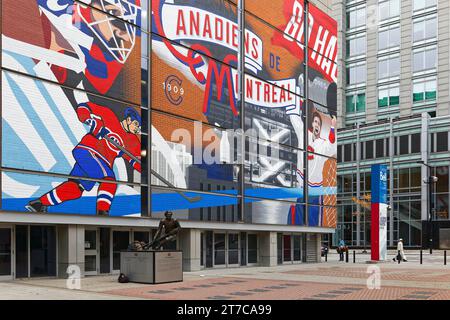 Wandmalerei, Hockeymotiv im Bell Center, Montreal, Provinz Quebec, Kanada Stockfoto