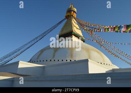 Bauddha Radiance: Stupa's Cultural Symphony, Bauddha Tapestry: Stupa Threads of Spirituality, Bauddha Elysium: Stupa Wunderwerke umarmt, Bauddha Stockfoto