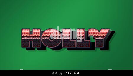 Komposition des holly-Textes auf grünem Hintergrund zu weihnachten Stockfoto