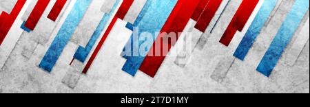 Blaue rote Streifen grunge Tech geometrischer abstrakter Hintergrund. Vektorbanner-Design Stock Vektor