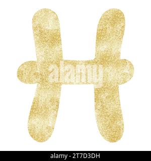 Goldene Fische Sternzeichen-Illustration. Symbol für einfache Fische mit Sternzeichen. Luxuriöses, esoterisches Tierkreiszeichen-Konzept. Astrologischer Kalender. Horoskop-Astrologie Stockfoto