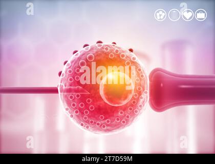 In-vitro-Fertilisation auf medizinischem Hintergrund. 3D-Abbildung Stockfoto