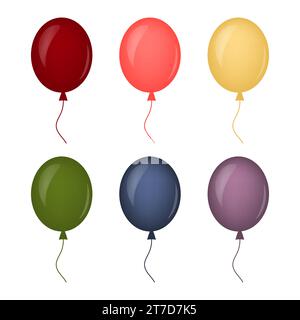 Set von farbenfrohen Ballons auf weißem Hintergrund Stock Vektor