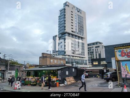 Der Fruit man Stall, Stroud Green Road, Finsbury Park, London Stockfoto