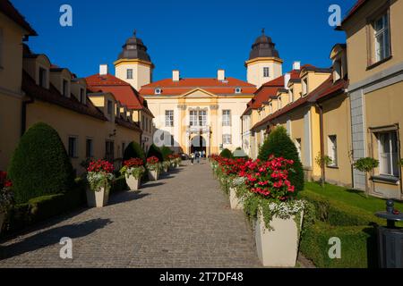 29. August 2022 Blick auf den Eingang in das Schloss von Ksiaz. Walbrzych. Polen Stockfoto