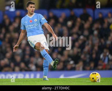 London, Großbritannien. November 2023. 12. November 2023 – Chelsea gegen Manchester City – Premier League – Stamford Bridge. Manchester City's Rodri während des Premier League-Spiels gegen Chelsea. Bildnachweis: Mark Pain / Alamy Live News Stockfoto