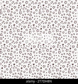 Doodle Star and Drop nahtloses Muster. Hand gezeichnete Textur monochrome Vektor-Illustration Hintergrund für Oberflächendesign, Textil, Stoff, Scrapbook oder Stock Vektor