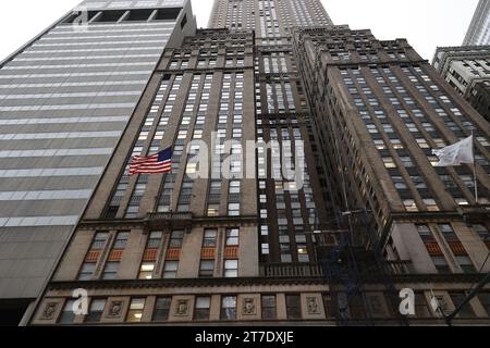 Ich schaue auf das Rockefeller Centre-Gebäude, New York, USA Stockfoto
