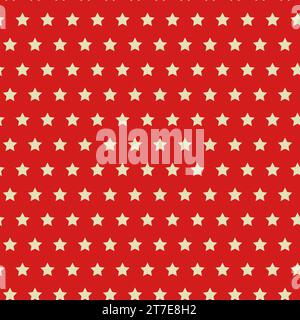 Geometrisches Weihnachtsmuster mit Sternen in Rot und Gold Stockfoto