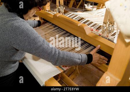 Workshop „Umbrian Canvas“. Via Sant'antonio 3. Stadt des Schlosses. Umbrien. Italien Stockfoto