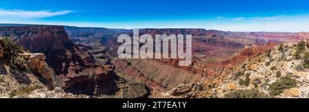 Ein Panoramablick auf den Grand Canyon vom Grandview Point am Südrand Stockfoto