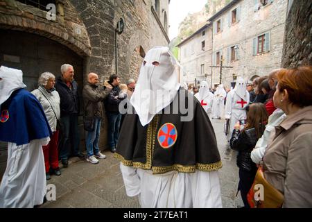 Karfreitagsprozession. Gubbio. Provinz Perugia. Umbrien. Italien Stockfoto