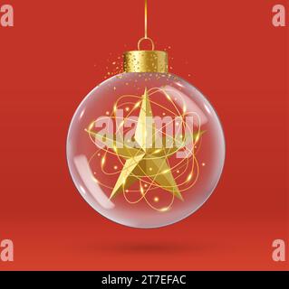 3D realistische Weihnachtsbälle aus hängendem Glas Stock Vektor