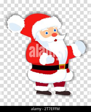Der weihnachtsmann wirft die Hände hoch. Vektorabbildung. Isoliert auf weißem Hintergrund. Transparente Objekte, die zum Zeichnen von Licht und Schatten verwendet werden Stock Vektor