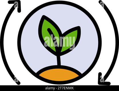 Farbsymbol für organisches Recycling. Umweltfreundlich. Umweltfreundliches Symbol mit Baum und Recycling- oder Drehpfeil. Einfaches Piktogramm. Vektorillus Stock Vektor