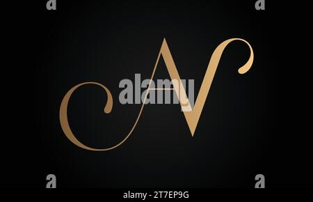Luxuriöses Initial VA- oder AV-Monogramm-Logo mit Textbuchstaben Stock Vektor