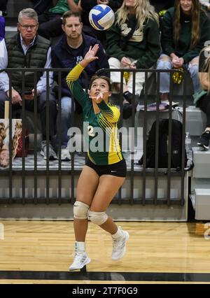 Volleyball-Action mit Bonneville vs Pocatello in Post Falls, Idaho. Stockfoto