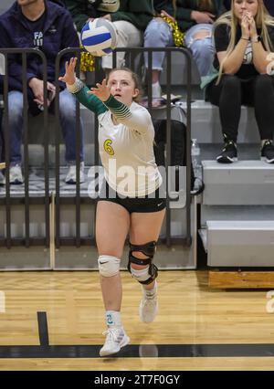 Volleyball-Action mit Bonneville vs Pocatello in Post Falls, Idaho. Stockfoto