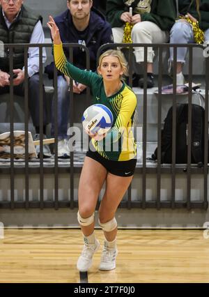 Volleyball-Action mit Bonneville vs Pocatello in Post Falls, Idaho. Stockfoto