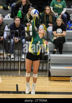 Volleyball-Action mit Bonneville vs Pocatello in Post Falls, Idaho. Stockfoto