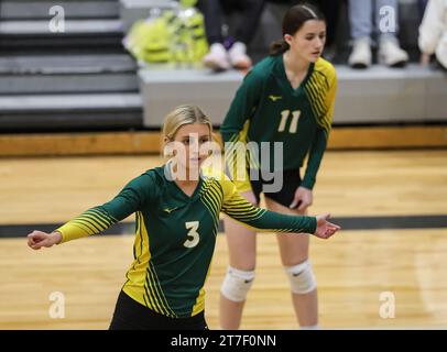 Volleyball-Action mit Bonneville vs Pocatello in Post Falls, Idaho. Stockfoto