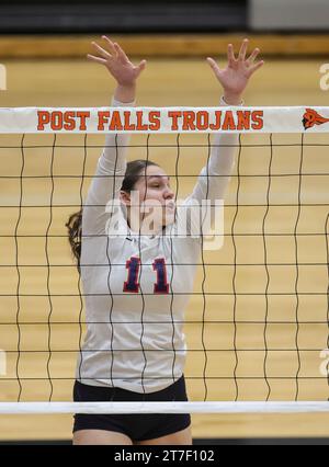 Volleyball-Action mit Bonneville vs Pocatello in Post Falls, Idaho. Stockfoto