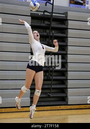 Volleyball-Action mit Bonneville vs Pocatello in Post Falls, Idaho. Stockfoto