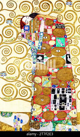 Gustav Klimt's Fulfillment (1910–1911) berühmtes Gemälde. Original aus Wikimedia Commons. Stockfoto