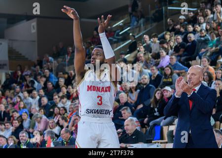 Jordan Loyd wird am 11. Tag der regulären Saison zwischen AS Monaco und Nanterre 92 mit einem Sieg von Monaco 91-82 in Monaco am 12. November 2023 ALS Monaco Spieler #3 gesehen. Foto: Laurent Coust/ABACAPRESS.COM Stockfoto