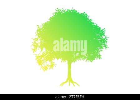 Grüne Erde Logo Design mit Baum Blatt Kugel Vektor Symbol Design isoliert weißen Hintergrund. Stockfoto