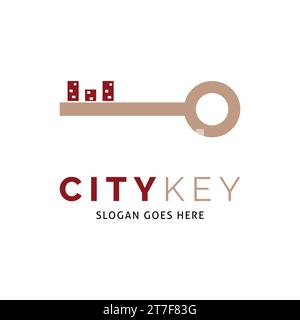 Stadt Schlüssel Symbol Vektor Logo Vorlage Illustration Design Stock Vektor
