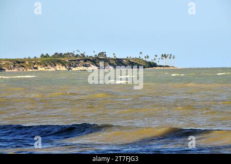 Cumuruxatiba, Brasilien Sonnenuntergang am Strand von Bahia am Ende des Tages Sand und Meer Stockfoto