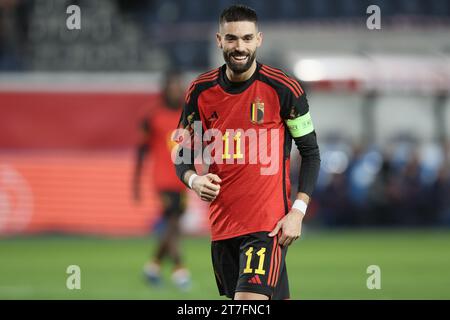 Leuevn, Belgien. November 2023. Der belgische Yannick Carrasco wurde während eines Freundschaftsspiels zwischen der belgischen Fußballnationalmannschaft Red Devils und Serbien am Mittwoch, den 15. November 2023, im King Power im den Dreef Stadium in Leuven gezeigt. Der Standort hat sich gestern geändert, weil das Feld des King Baudouin Stadions in Brüssel überflutet wurde. BELGA FOTO BRUNO FAHY Credit: Belga News Agency/Alamy Live News Stockfoto