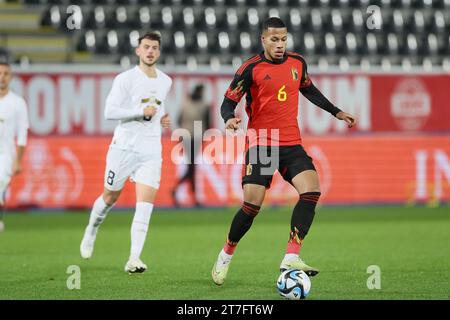 Leuevn, Belgien. November 2023. Der belgische Aster Vranckx wurde während eines Freundschaftsspiels zwischen der belgischen Fußballnationalmannschaft Red Devils und Serbien am Mittwoch, den 15. November 2023, im King Power im den Dreef Stadium in Leuven gezeigt. Der Standort hat sich gestern geändert, weil das Feld des King Baudouin Stadions in Brüssel überflutet wurde. BELGA FOTO BRUNO FAHY Credit: Belga News Agency/Alamy Live News Stockfoto