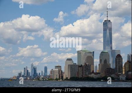 Das World Trade Center und die Skyline von Manhattan in New York City Stockfoto