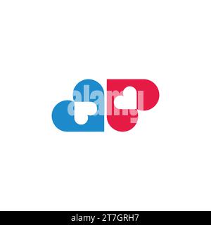 Letter dp einfacher bunter schöner netter Kinderkonzeptvektor Stock Vektor