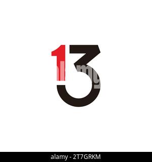Nummer 13 einfache geometrische bunte geometrische Logo-Vektor Stock Vektor